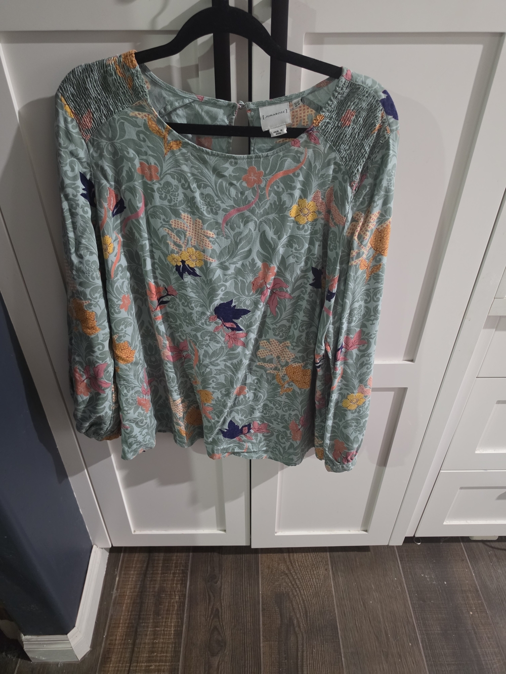 Junarose Mint Floral Long-Sleeve Scoop Neck Tunic